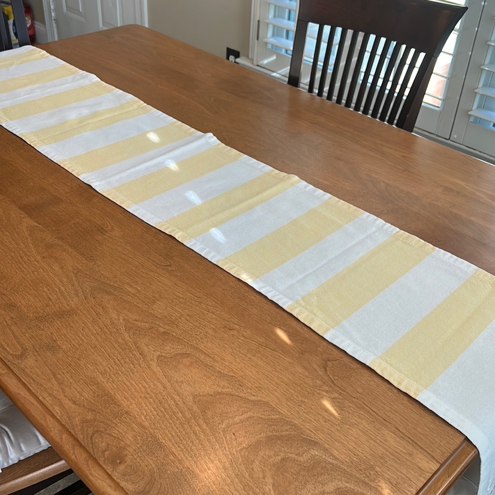 Yellow & White Striped Table Runner